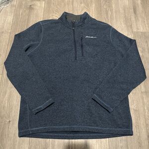 Eddie Bauer Men's Blue 1/2 Zip Up Long Sleeve Sweatshirt Size XL